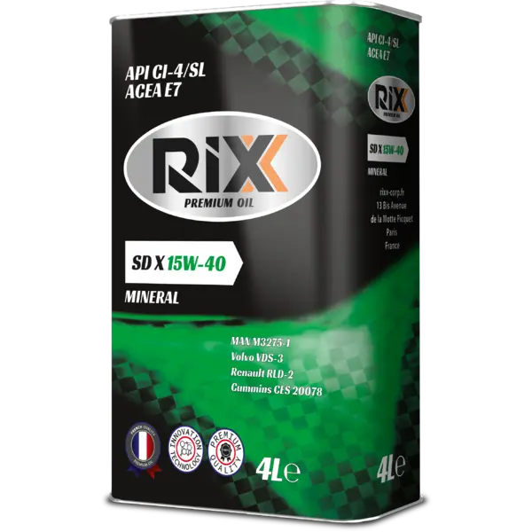 Масло моторное мин. RIXX SD X 15W40 CI-4/SL (e4L)