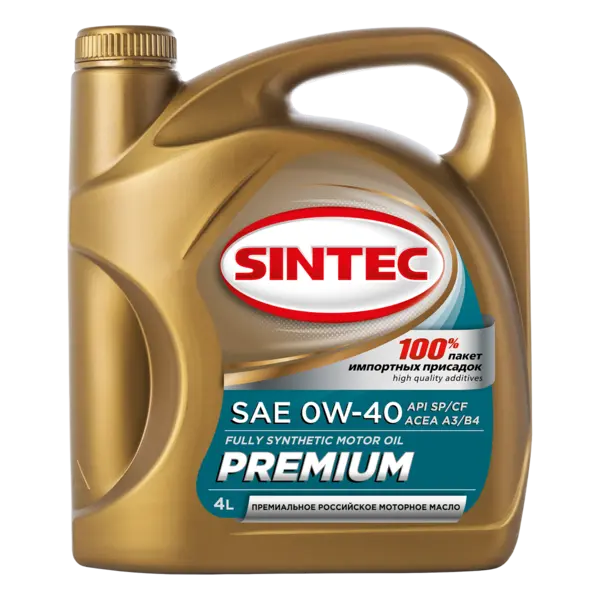 Масло моторное синт. SINTEC PREMIUM 0W40 API SP/CF, ACEA A3/B4 (e4L)