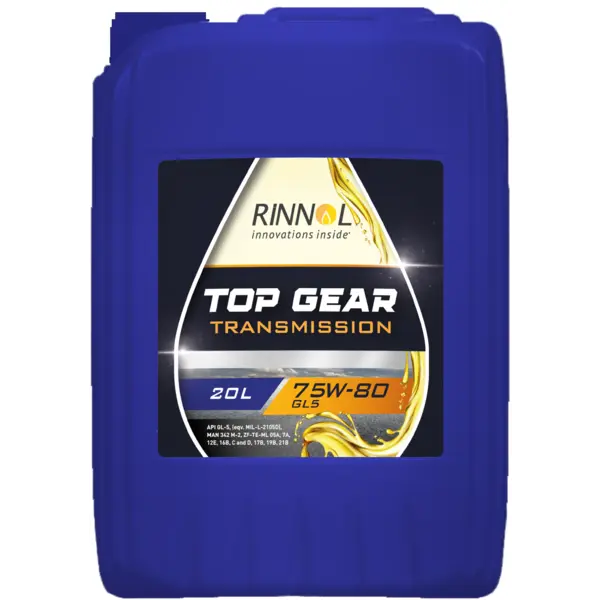 Масло трансмиссионное синт. RINNOL TOP GEAR 75W-80 GL5 (e20L) АКЦИЯ